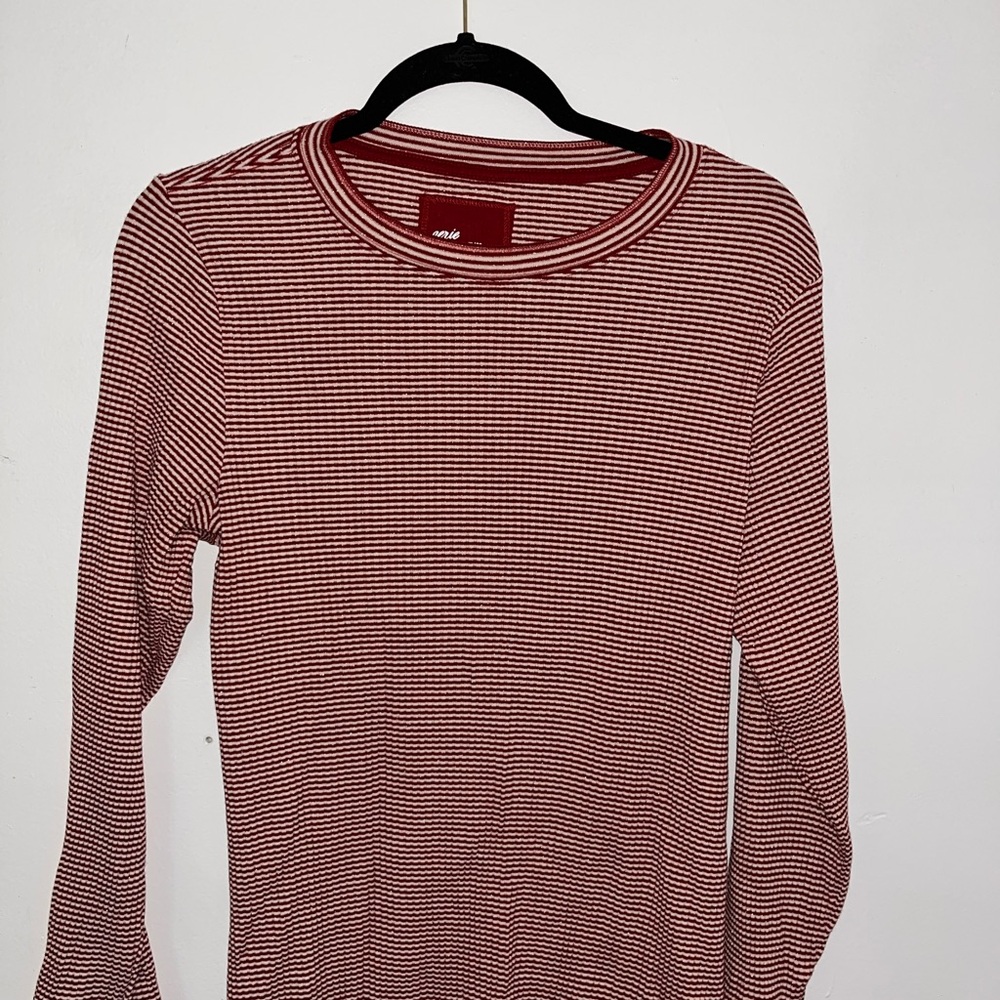 Aerie Red and White Striped Long Sleeve Blouse